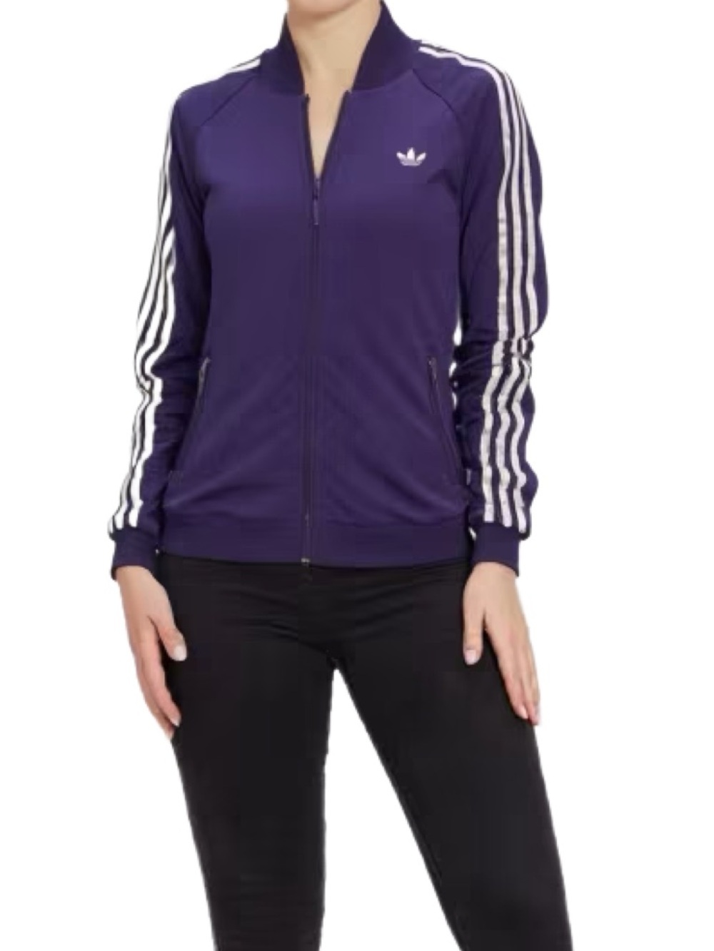 Adidas Originals Track Jacket with Trefoil Logo in Deep Purple Size Medium